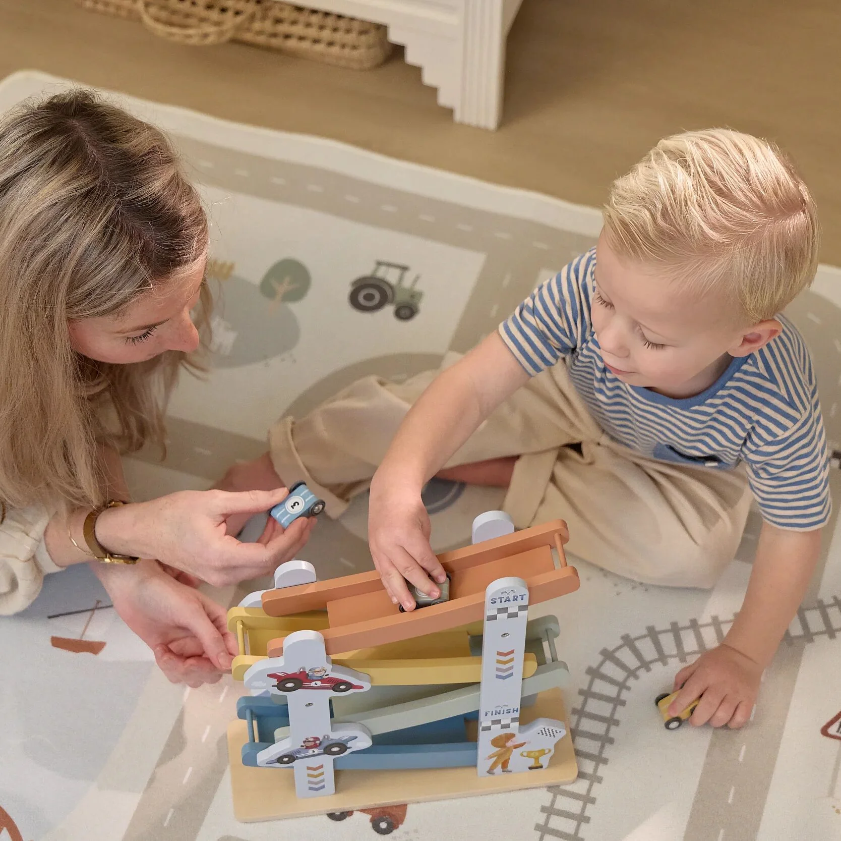 Houten autobaan - Blauw - Image 4