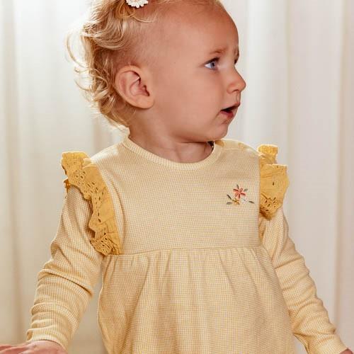 Jurk lange mouw - Geel - Little Farm - Geruit - Image 12