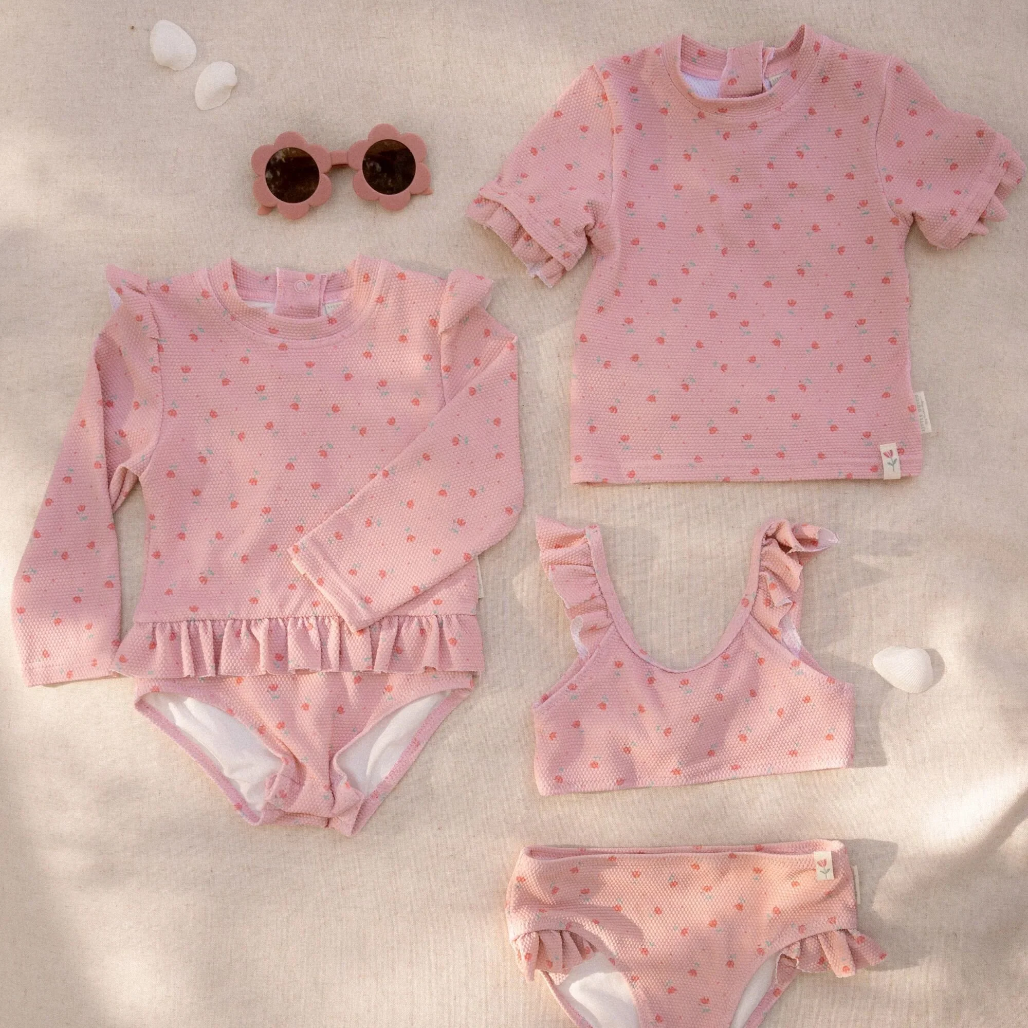 Zwemshirt korte mouw - Lichtroze - Sunny Flowers - Image 11